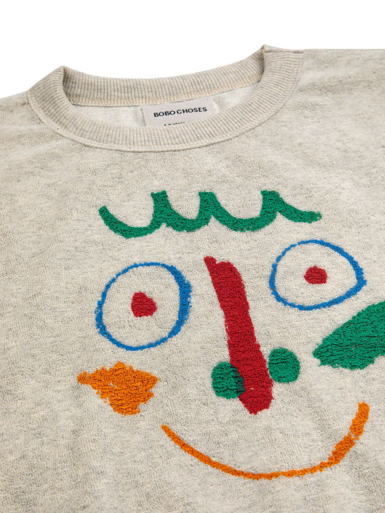 Bobo Choses: Sweat-shirt en coton mélangé à col rond - Gris - kids-boys_1 | Luisa Via Roma