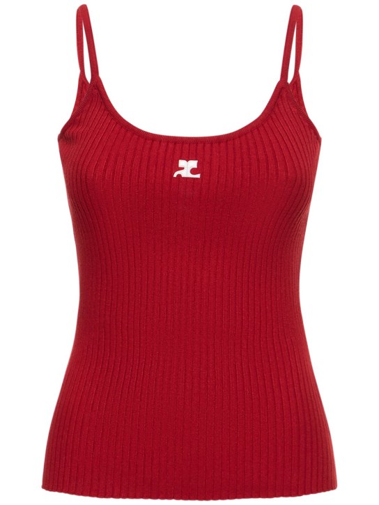 Courreges: Knit tank top - Red - women_0 | Luisa Via Roma
