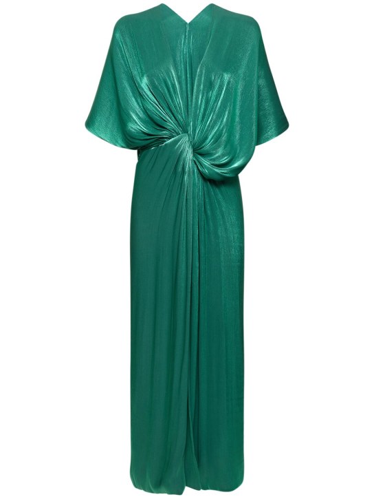 Costarellos: Roanna lurex georgette knot midi dress - women_0 | Luisa Via Roma