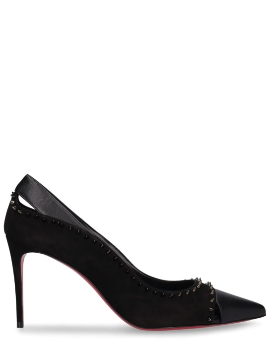 Christian Louboutin: 85毫米Duvette皮革高跟鞋 - 黑色 - women_0 | Luisa Via Roma