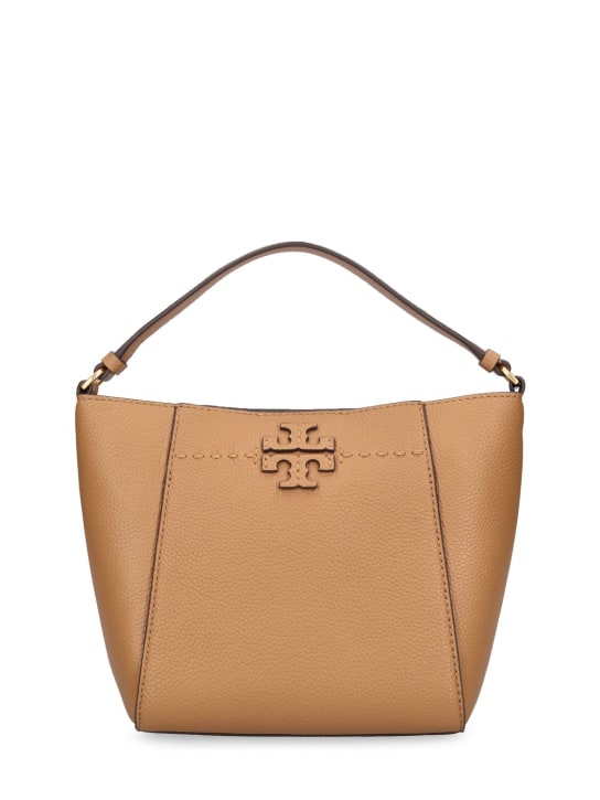 Tory Burch: Small McGraw leather bucket bag - Tiramisu - women_0 | Luisa Via Roma