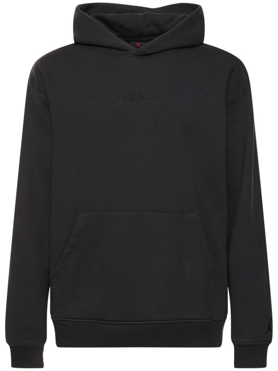 Nike: Jordan Wordmark Fleece cotton hoodie - Off Noir - men_0 | Luisa Via Roma