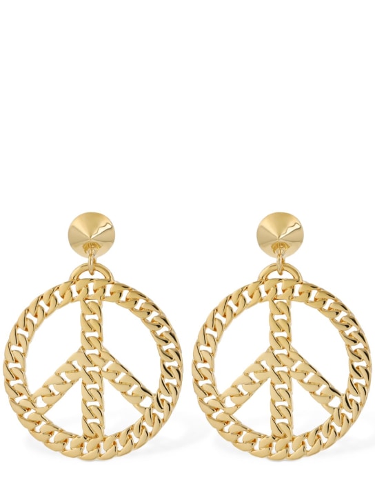 Moschino: Peace clip-on pendant earrings - Gold - women_0 | Luisa Via Roma