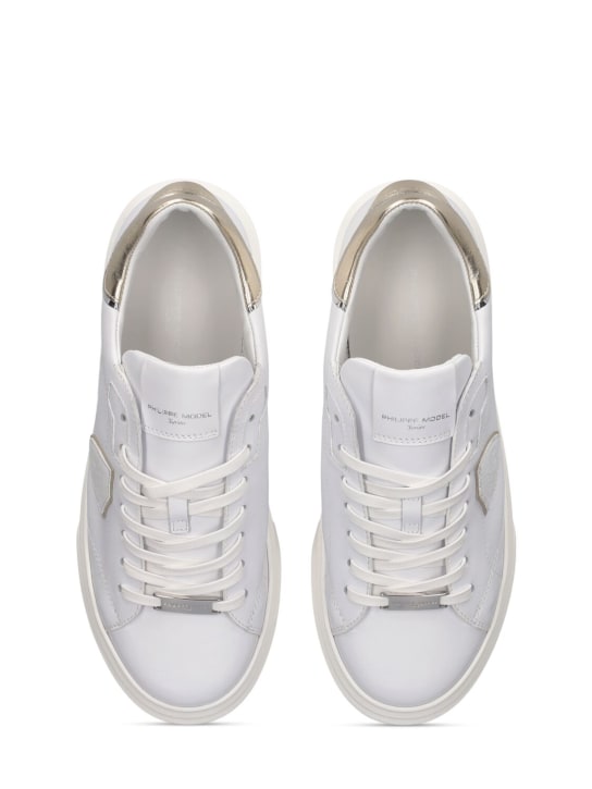 PHILIPPE MODEL: Temple leather lace-up sneakers - White/Gold - kids-girls_1 | Luisa Via Roma