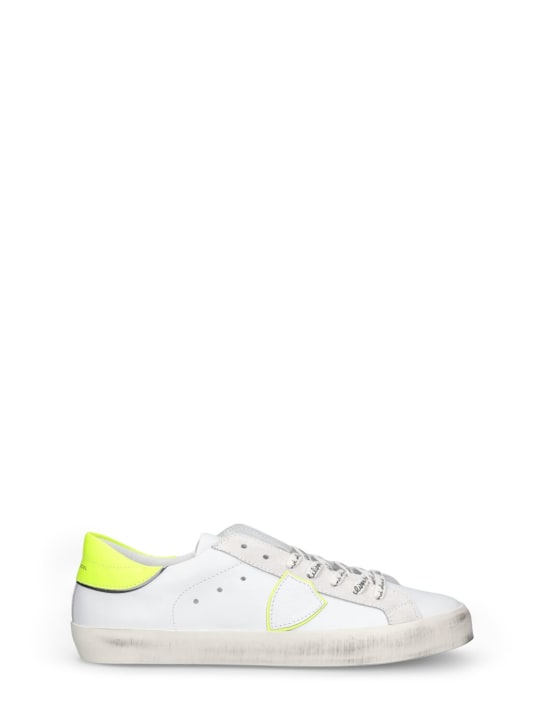 PHILIPPE MODEL: Paris leather lace-up sneakers - White/Yellow - kids-boys_0 | Luisa Via Roma