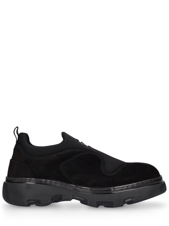 Burberry: MF Foam leather sneakers - Black - men_0 | Luisa Via Roma