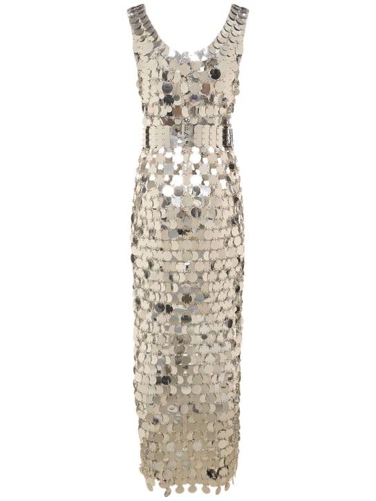 Rabanne: Sequined long dress - Silver - women_0 | Luisa Via Roma