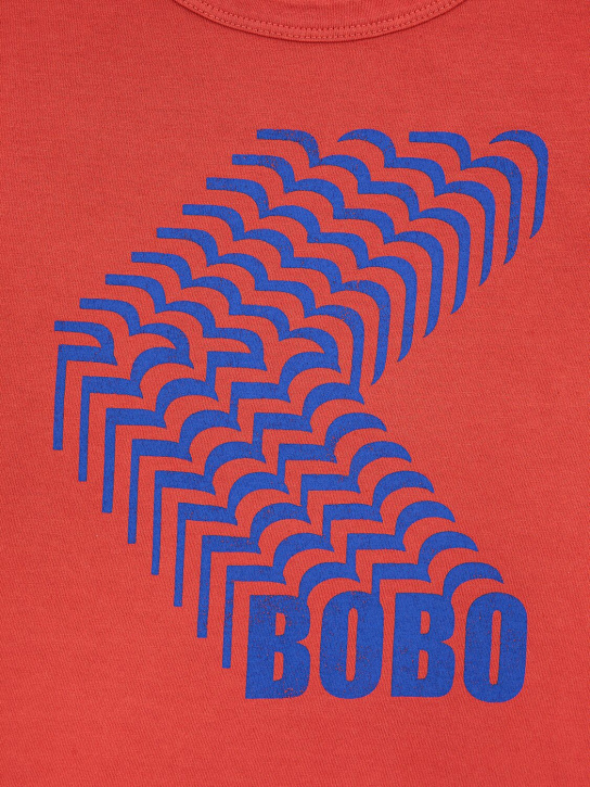 Bobo Choses: Logo印花有机棉T恤 - 红色 - kids-boys_1 | Luisa Via Roma
