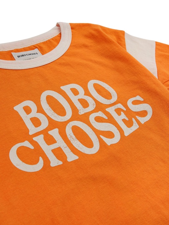 Bobo Choses: 印花有机棉T恤 - 橙色 - kids-girls_1 | Luisa Via Roma