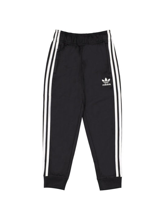 adidas Originals: Pantalon de sport en polyester technique à logo - Noir/Blanc - kids-boys_0 | Luisa Via Roma