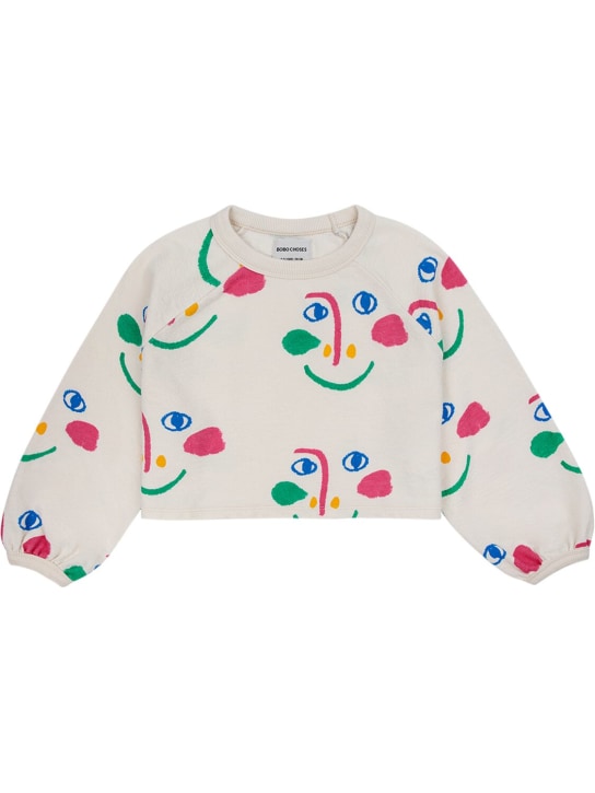 Bobo Choses: Printed organic cotton sweatshirt - White/Multi - kids-girls_0 | Luisa Via Roma