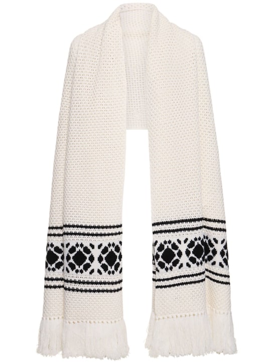 Max Mara: Peplo wool & cashmere long cardigan - White/Multi - women_0 | Luisa Via Roma