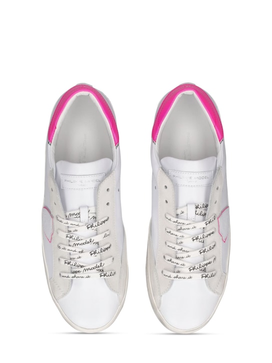 PHILIPPE MODEL: Sneakers Paris de piel con cordones - Blanco/Fucsia - kids-girls_1 | Luisa Via Roma