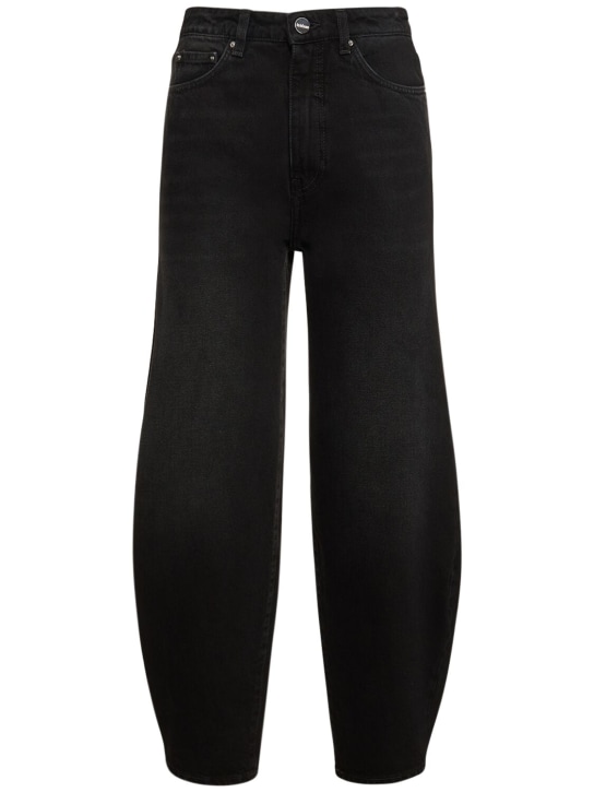 Toteme: Barrel leg cotton denim jeans - Black - women_0 | Luisa Via Roma