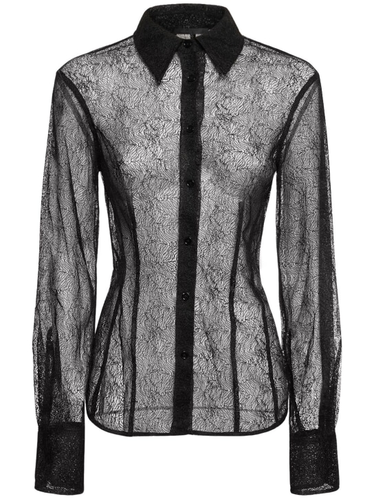 Helmut Lang: 透明科技织物衬衫 - 黑色 - women_0 | Luisa Via Roma