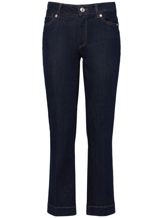 Sportmax: Jeans anchos de denim de algodón - Azul Oscuro - women_0 | Luisa Via Roma