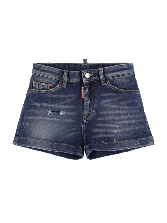 Dsquared2: Shorts de denim de algodón stretch - Denim - kids-girls_0 | Luisa Via Roma