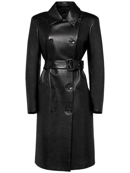 Sportmax: Giostra Napa leather trench coat - Black - women_0 | Luisa Via Roma