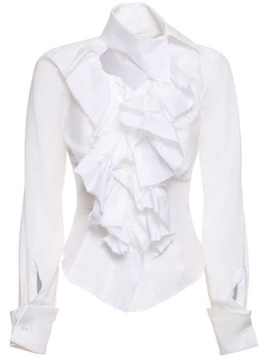 Vivienne Westwood: Camisa de popelina de algodón con volantes - women_0 | Luisa Via Roma