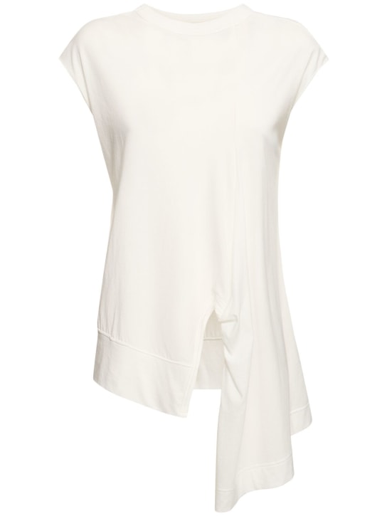 Yohji Yamamoto: Twisted cotton jersey t-shirt - Beyaz - women_0 | Luisa Via Roma