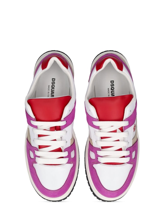Dsquared2: Tech & leather lace-up sneakers - Purple/White - kids-boys_1 | Luisa Via Roma