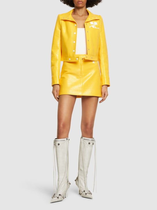 Courreges: Vinyl mini skirt - Yellow - women_1 | Luisa Via Roma