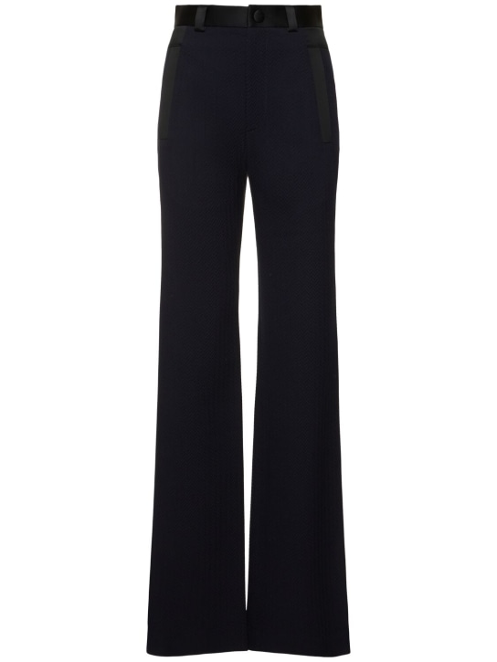 Vivienne Westwood: Pantalon en laine mélangée taille haute Ray - Bleu Marine - women_0 | Luisa Via Roma