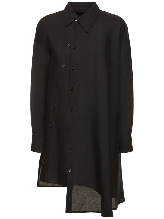 Yohji Yamamoto: Gaberdine asymmetric buttoned shirt - Siyah - women_0 | Luisa Via Roma