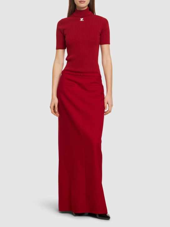 Courreges: Knit viscose blend logo top - Red - women_1 | Luisa Via Roma