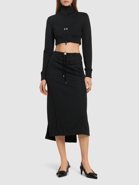 Courreges: Drawstring maxi skirt - Black - women_1 | Luisa Via Roma