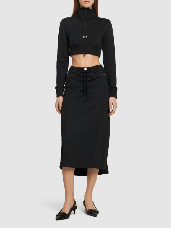 Courreges: Giacca cropped a costine - Nero - women_1 | Luisa Via Roma