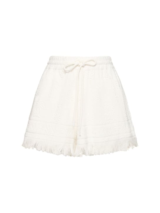 Zimmermann: Shorts de toalla de algodón - Marfil - women_0 | Luisa Via Roma