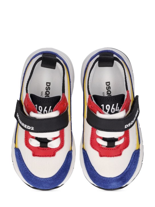 Dsquared2: Logo leather & tech strap sneakers - Yellow/Red/Blue - kids-boys_1 | Luisa Via Roma
