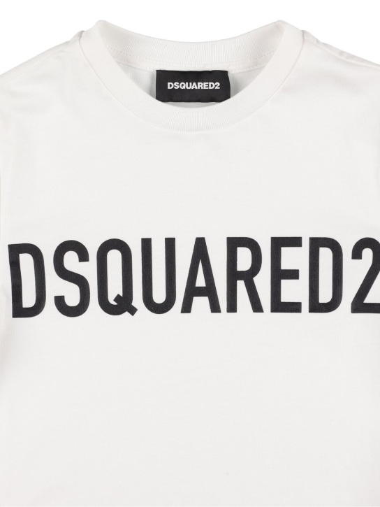 Dsquared2: Logo印花棉质平纹针织T恤 - 白色 - kids-girls_1 | Luisa Via Roma