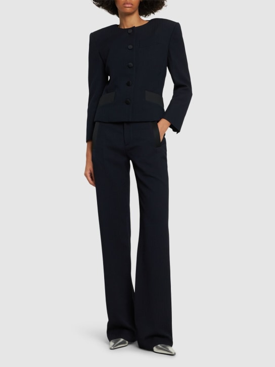 Vivienne Westwood: Pantalon en laine mélangée taille haute Ray - Bleu Marine - women_1 | Luisa Via Roma