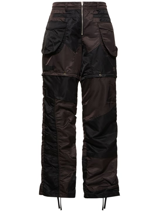 Andersson Bell: Detachable patchwork nylon cargo pants - Nero - men_0 | Luisa Via Roma