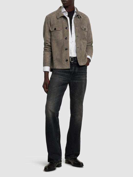 Tom Ford: Lightweight suede outershirt - Grey - men_1 | Luisa Via Roma