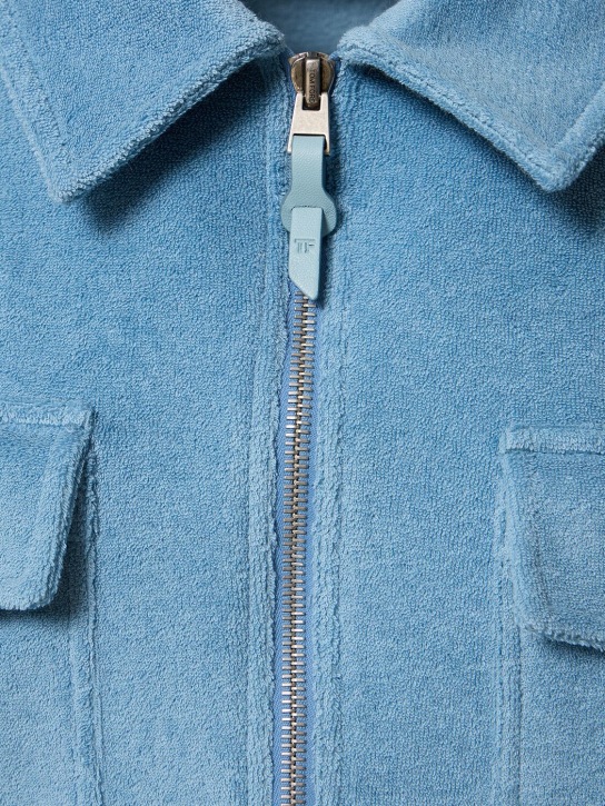 Tom Ford: Summer toweling cotton zip jacket - Azur - men_1 | Luisa Via Roma