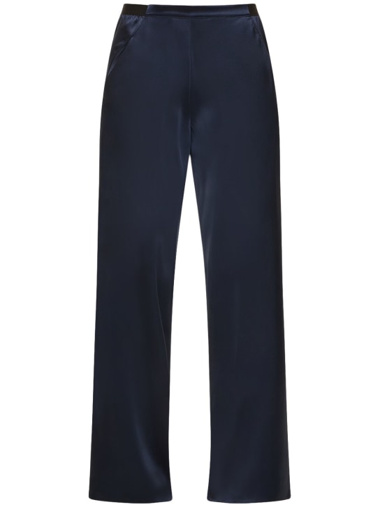 Christopher Esber: Bias silk mid waist wide pants - Navy - women_0 | Luisa Via Roma