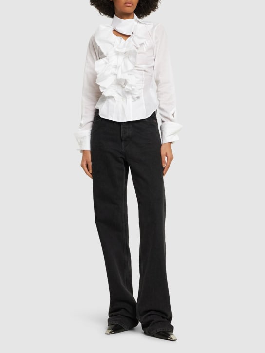 Vivienne Westwood: Camisa de popelina de algodón con volantes - women_1 | Luisa Via Roma