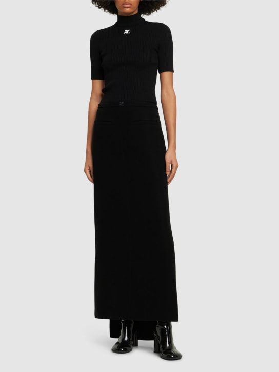 Courreges: Heritage科技织物绉纱超长半身裙 - 黑色 - women_1 | Luisa Via Roma