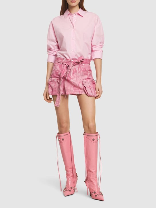 Blumarine: Belted denim mini cargo skirt - Multi/Pink - women_1 | Luisa Via Roma
