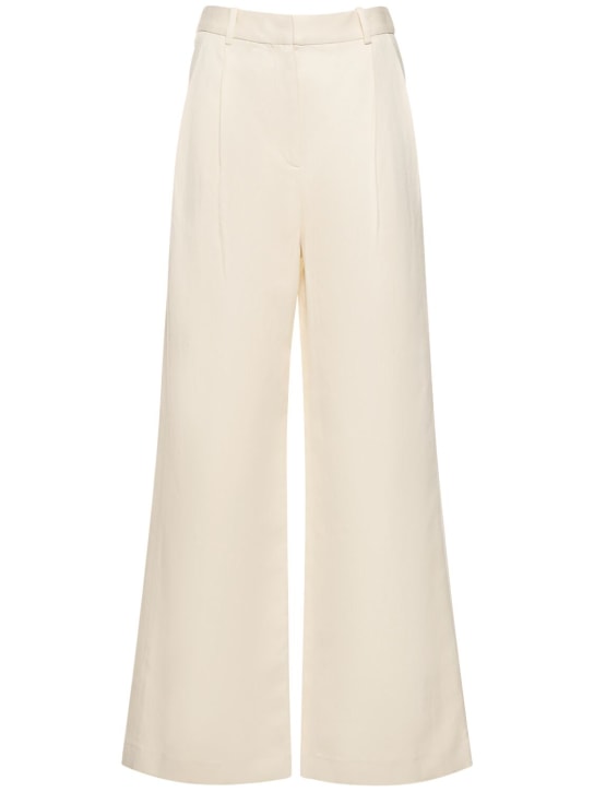 Loulou Studio: Idai cotton & linen pants - White - women_0 | Luisa Via Roma