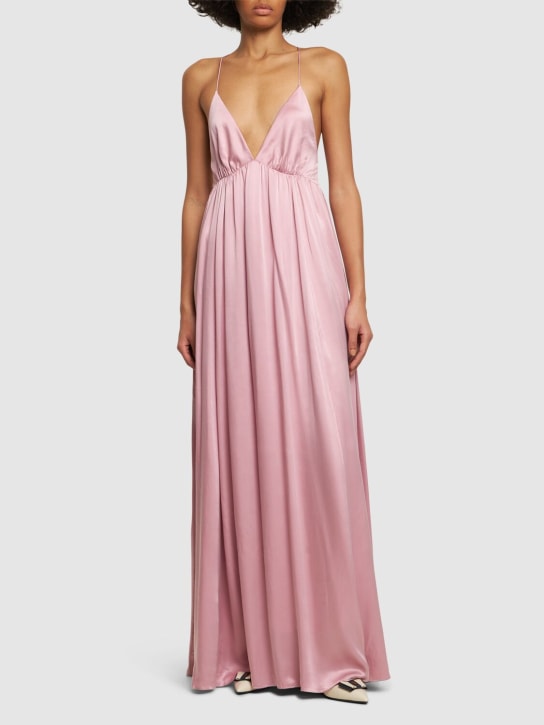 Zimmermann: Long silk slip dress - Pink - women_1 | Luisa Via Roma