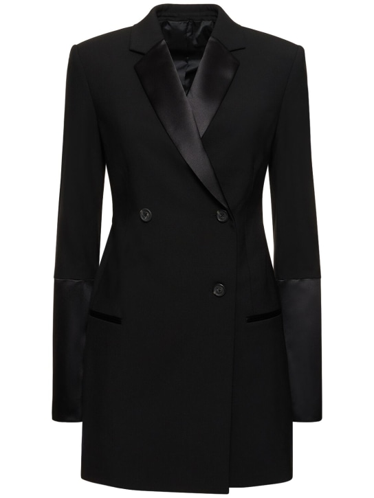 Helmut Lang: Wool blend tuxedo blazer - Siyah - women_0 | Luisa Via Roma