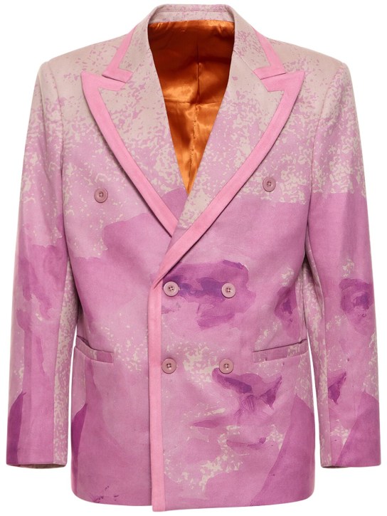 KidSuper Studios: Portrait double breasted jacket - Pink/Purple - men_0 | Luisa Via Roma