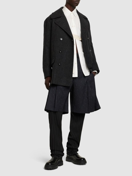 Vivienne Westwood: Virgin wool & cashmere blend peacoat - Siyah - men_1 | Luisa Via Roma