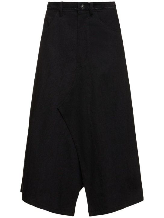 Yohji Yamamoto: Wide structured cotton midi skirt - Black - women_0 | Luisa Via Roma