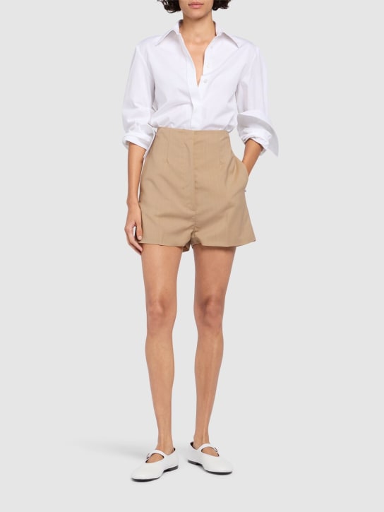 Sportmax: Shorts aus Wollmischung „Adorato“ - Dunkel Beige - women_1 | Luisa Via Roma