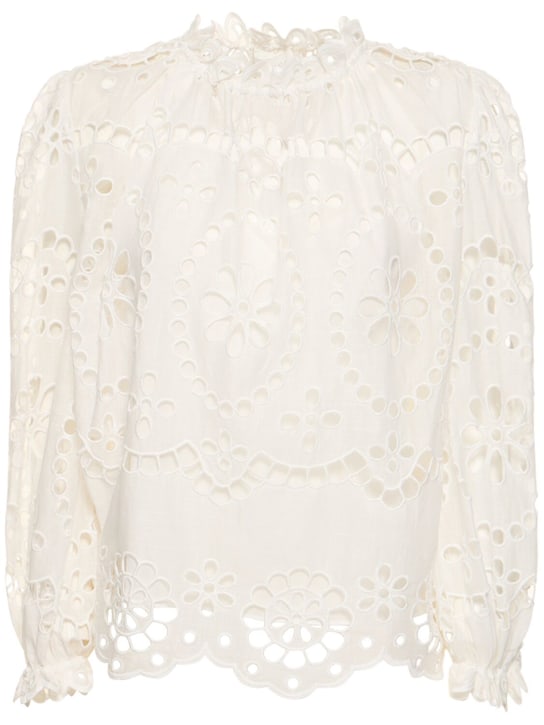 Zimmermann: Lexi embroidered cotton shirt - Ivory - women_0 | Luisa Via Roma